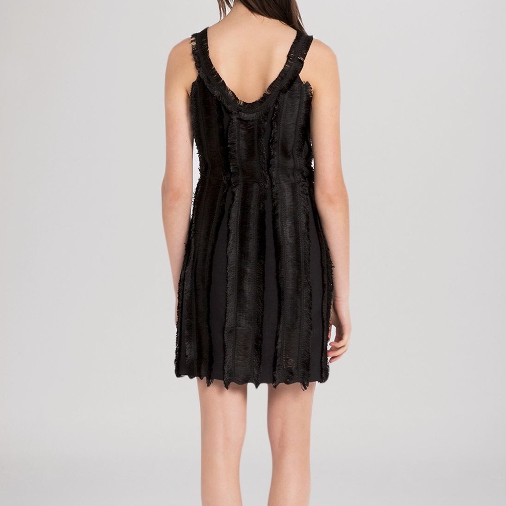 Black Sandro Rogee Fringe Dress Size 3/L - Picture 2 of 6